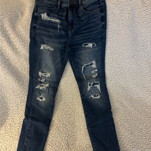 American Eagle Hi Rise Jeggings with distressing